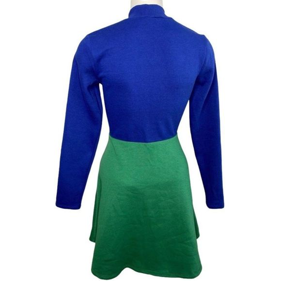 Mighty Fine Dress Women's MEDIUM Blue Green Cute Tree Holiday‎ Seasonal Pom-Pom - Picture 2 of 16